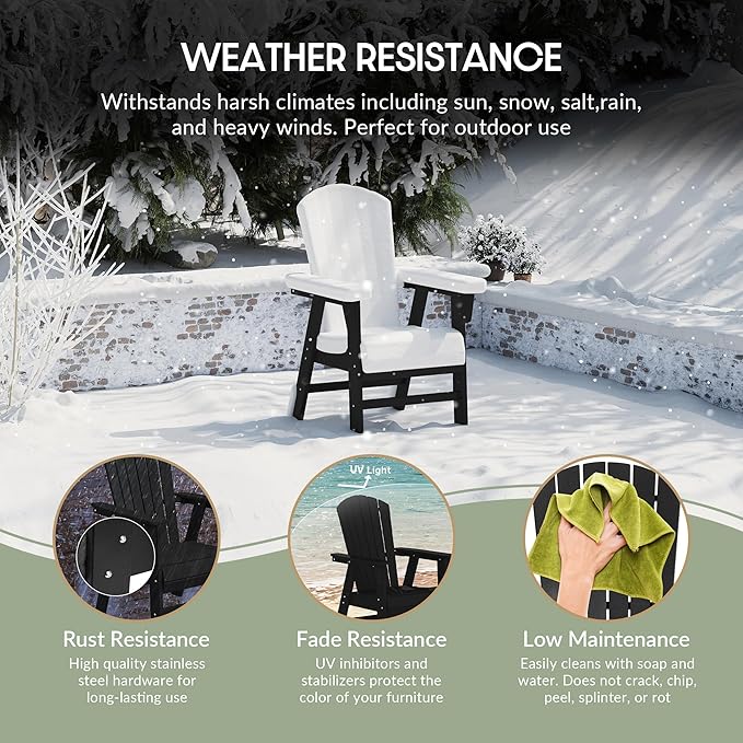 WestinTrends Dylan Dylan Outdoor Patio Shell-Back Adirondack Dining Chair Weather Resistant Black