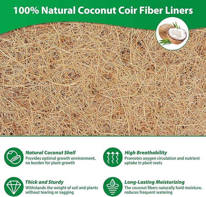 Legigo 2 Pack 30 Inch Square Coco Liners Planter Baskets Liner- Natural Coconut Coir Fiber Liner Replacement, Window Box Liners Trough Coconut Liners for Wall Planter Garden Deck Fence Flower Baskets