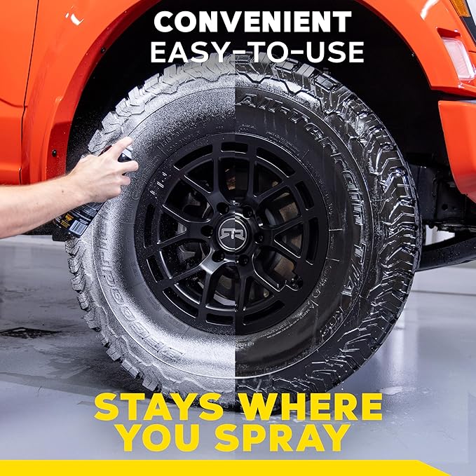 Meguiar's Hot Shine Tire Foam, High Gloss Tire Shine That Cleans, Shines, and Protects in One Step, Deep, Black Shine with Conditioners and UV Protection, Best Gifts for Car Lovers, 19 Oz Aerosol