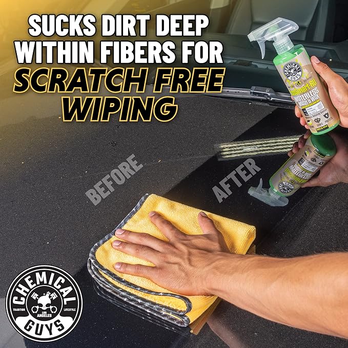 Chemical Guys Professional Grade Premium Microfiber Towels for Cars, Gold, 16" x 16", Ultra-Soft and Scratch-Free Car Detailing Cloths for Trucks, Motorcycles, and More - 3 Pack