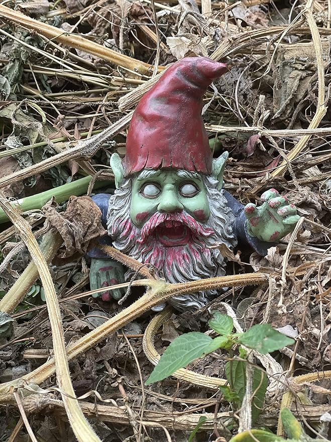 G150028 Zombie Gnome Garden Statue Sculpture, Scary Gnome, Halloween Decoration