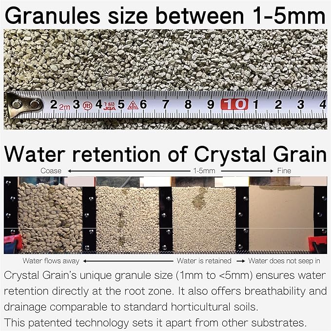 Crystal Grain Cactus & Succulent Soil Mix, Coarse Grain for Maximum Drainage, 100% Inorganic & Odorless, Visible Watering Indicator, Patented Japanese Tech, Resealable Bag, L2(Fits One 6-inch Pot)