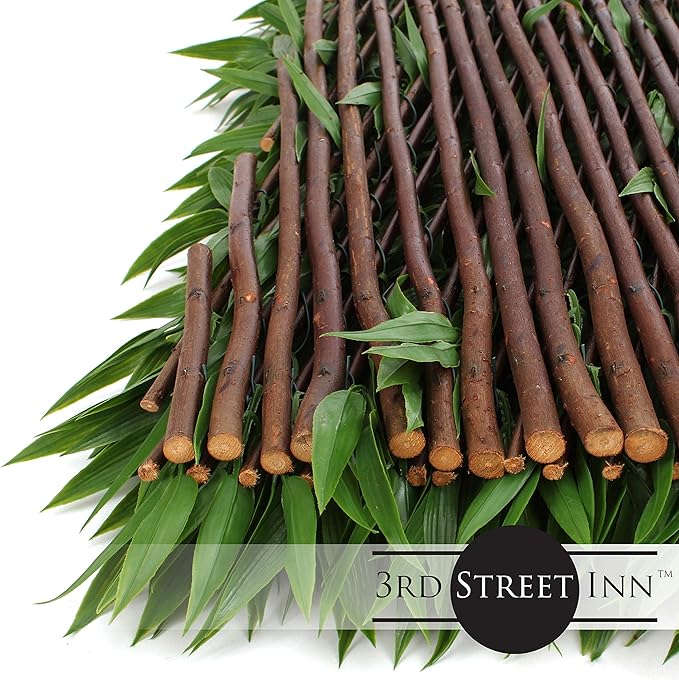 3rd Street Inn Bamboo Leaf Trellis 4-Pack - Flexible Bamboo Greenery Panel - Boxwood & Ivy Privacy Fence Alternative - DIY Fencing