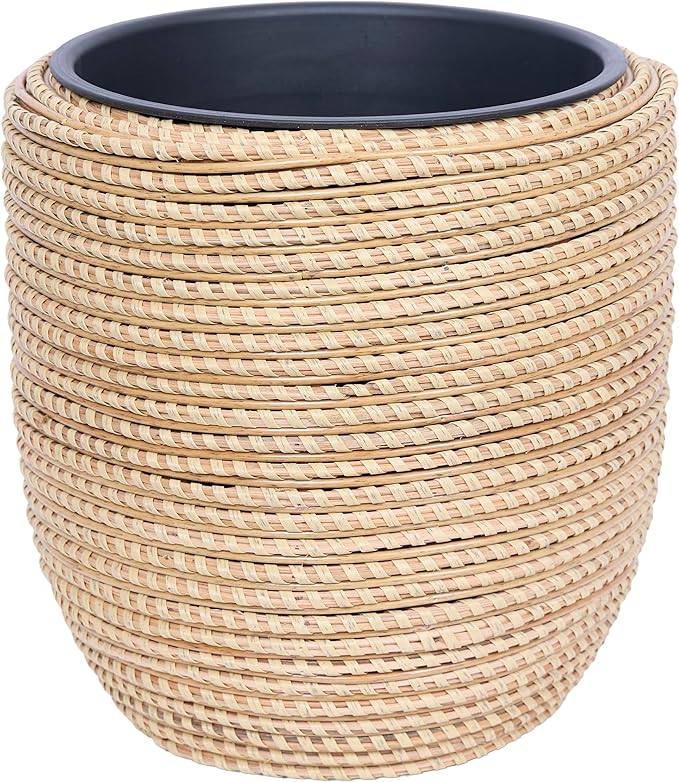 Alpine Corporation Indoor/Outdoor Poly Rattan Planters with Removable Inserts - Set of 2