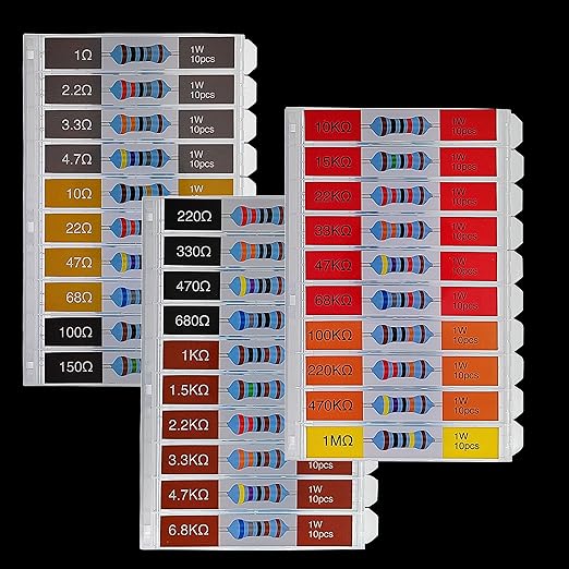 EEEEE 1W 30 Values 300pcs Individual Compartment 1 Ohm-1M Ohm with 1% Metal Film Resistor Assortment Kit and Electrical Industrial Assorted Set K Ohm Pack for Led Lights