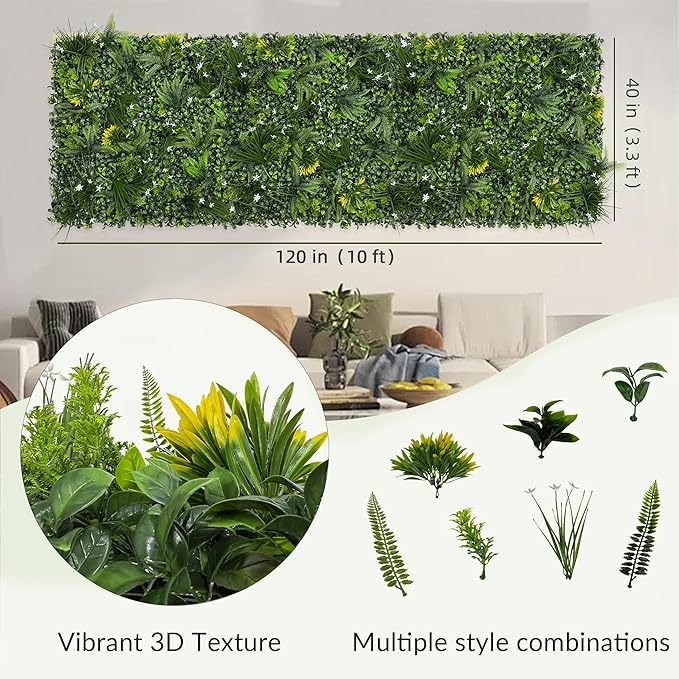 DOPGIB Artificial Grass Wall Boxwood Roll: 40"x120" UV Resistant Green Leaves Faux for Interior Wall Backdrop,Garden and Indoor Outdoor Wall&Fence Covering Privacy, Party Wall Fence Decor