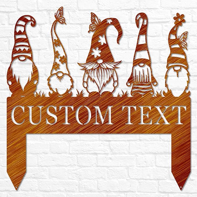 Garden Gnome Yard Stake | Custom Gnome Gifts | Christmas Gnome Stakes | Gnome Metal Art | Gnome Monogram | Yard Decor | Outdoor Lawn Decor
