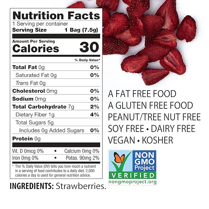 Brothers All Natural Freeze Dried Fruit Crisps, Strawberry, 0.26 Oz (Pack of 24), Made with 100% Fruit, Gluten Free, Soy Free, Vegan, Healthy Snack, Lunch Box Ready
