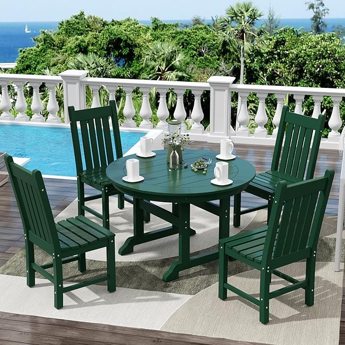 WestinTrends Malibu HDPE Outdoor Armless Patio Dining Chair Dark Green