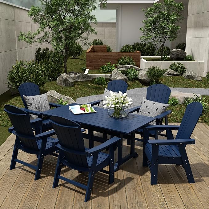 WestinTrends Dylan Dylan Outdoor Patio Shell-Back Adirondack Dining Chair Weather Resistant Navy Blue