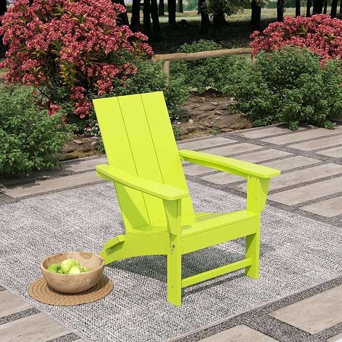 WestinTrends Ashore Modern Outdoor Folding Adirondack Chair, Lime