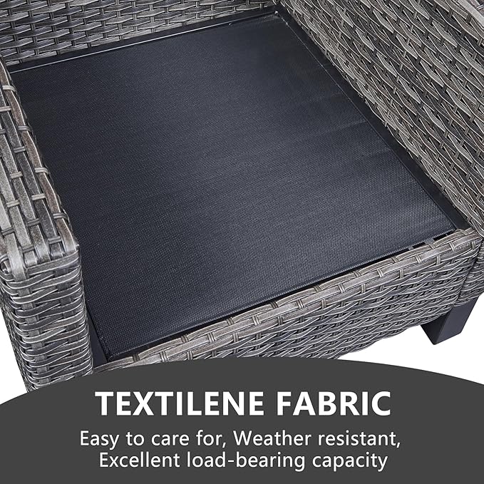 Belord Outdoor Bistro Set 3 Piece Outdoor Wicker Patio Chairs, Oversize Outdoor Rattan Seating Set, All-Weather Chairs Wicker Furniture with Metal Side Table and Water-Resistant Cushion for Outside
