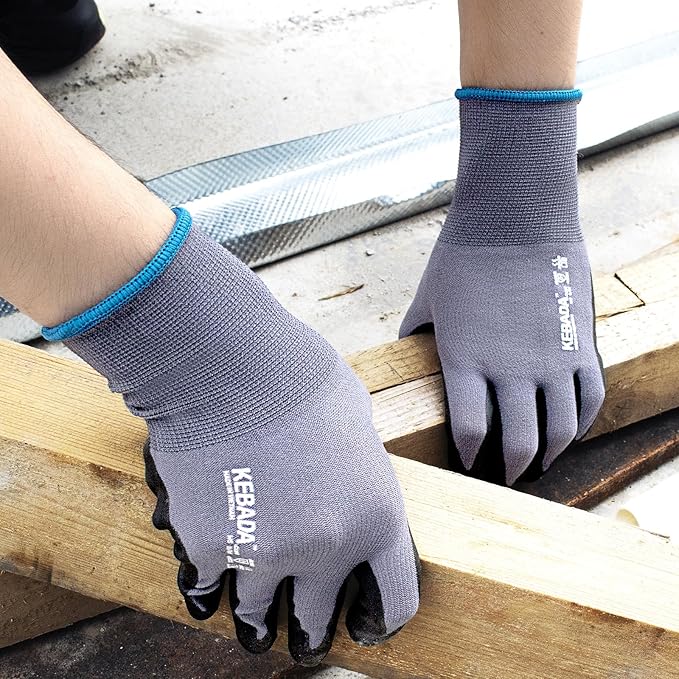 Kebada W5 Work Glove, Foam Nitrile Coated Safety Gloves with Grip, Knitted with Spandex and Nylon, Ideal for Warehouse, Gardening, XXL