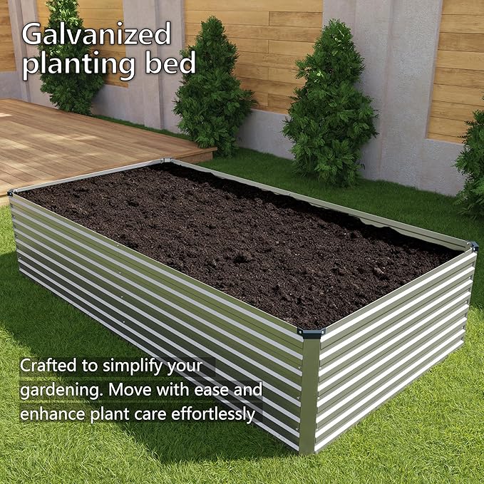 DIIYIV 8x2x2FT Galvanized Raised Garden Bed Kit,Vegetable Plant Boxes-Rectangle Metal Flower Box,Large Planter Raised Beds Outdoor Garden for Planting,Fruit,Herb-Silver