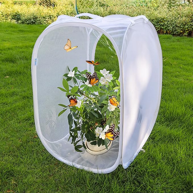Pop-up Insect and Butterfly Habitat Cage Terrarium Clear Mesh Enclosure - 16" x 16" x 24"