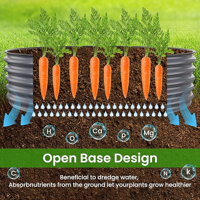 Oval Raised Garden Bed for Outdoors - 6.5X2X1.4 FT Galvanized Planter Raised Beds, Metal Planter Box for Vegetables,Flowers, Herbs, and Succulents(Deep Gery)
