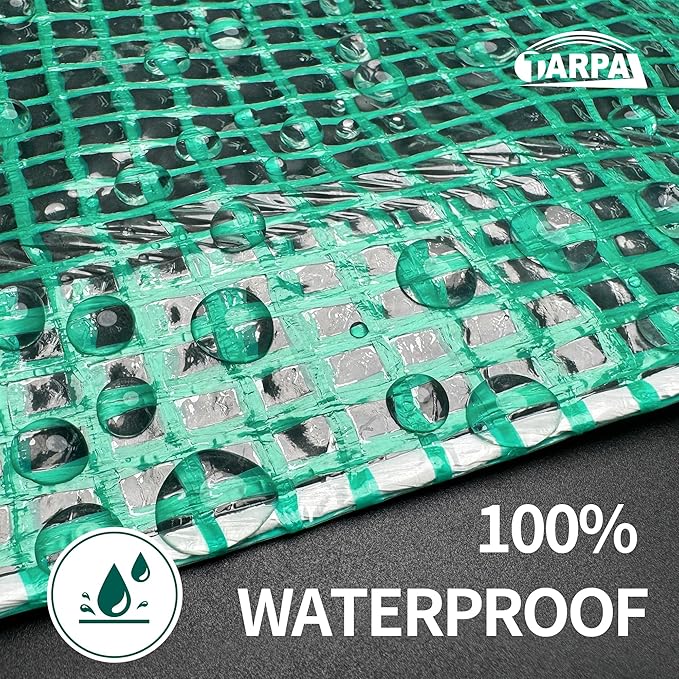 TARPAL 20'x30' Clear Green Tarp Heavy Duty Waterproof 12mil with Grommets or Zip Ties for Large Greenhouses for Outdoors Garden,Farm,Chicken Coops