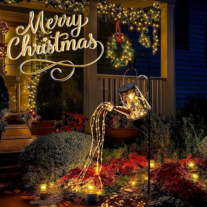 PATIOPIA Solar Lights Outdoor Garden Decor, Large Lanterns Watering Can Lights Gardening Gifts for Mom Women Grandma Birthday, Hanging Lights Outdoor Decoration for Yard Porch Patio Backyard
