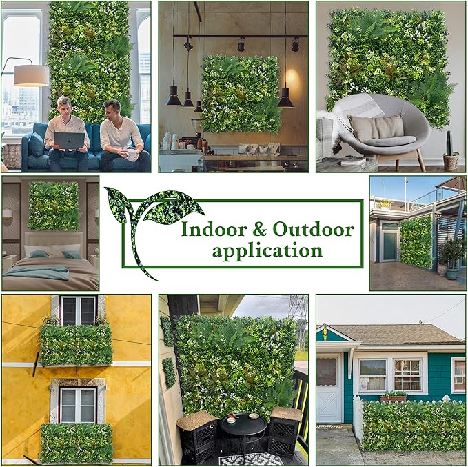 ODTORY Artificial Grass Boxwood Hedges Wall Panels: 40" x 120" (33.5 sqft) UV-Anti Faux Greenery Fake Ivy Leaves Privacy Fence Screen Backdrop for Garden Covering Privacy, Outdoor Indoor Decor