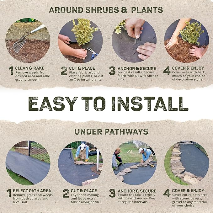 Dewitt Sunbelt Weed Barrier Fabric 3.2 oz, 6 x 300 Feet – Heavy-Duty Ground Cover Mat for Greenhouse Floors, Garden Rows, Raised Beds, Yard Gardening, and Outdoor Landscape Protection