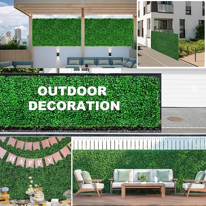 TOPDEEP 24PCS Boxwood Panels, 24"x16" Artificial Boxwood Hedge Panels, Grass Wall Panels, UV Protected Suitable for Garden, Fence, Backyard Wall Decoration