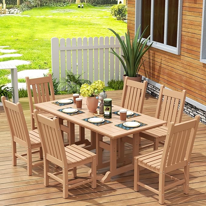 WestinTrends Malibu HDPE Outdoor Armless Patio Dining Chair Teak