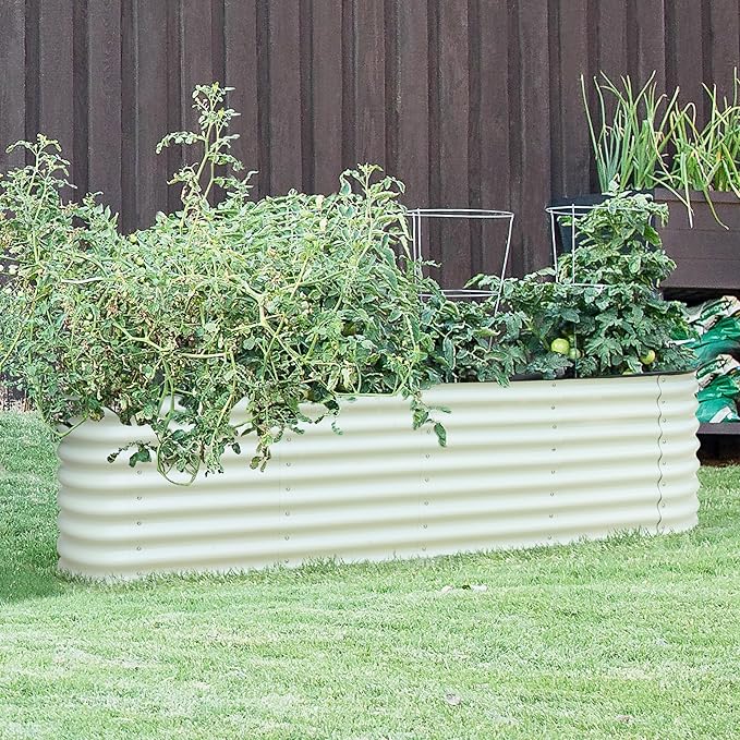BlueWish 8ftx2ftx2ft Raised Garden Bed, Raised Garden Beds with 2 Aluminum Support Rods, Galvanized Steel, Rubber Strips, Planter Raised Beds for Vegetable, Flower, Herbs