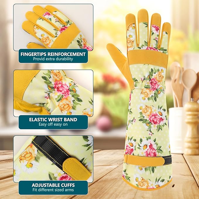 Gardening Gloves for Women Long Sleeve Garden Gloves Ladies Light Protective Gloves for Yard & Outdoor Work