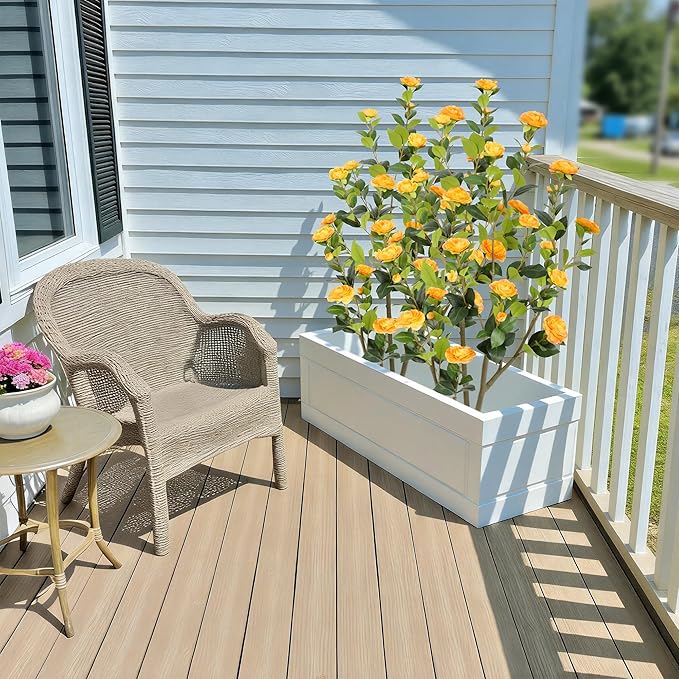 Nafresh 4FT Lush Artificial Orange Camellia Tree Outdoor 2 Pack, 48inch Faux Camellia Plant, Fake Camellia Flowers Tree for Indoor Outdoor Living Room Home Patio Front Door Garden Decor