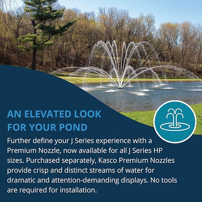 Kasco J Series 2 HP, 3 HP, 5 HP & 7-1/2 HP Madrone Premium Fountain Nozzles Only (Fountain not Included)
