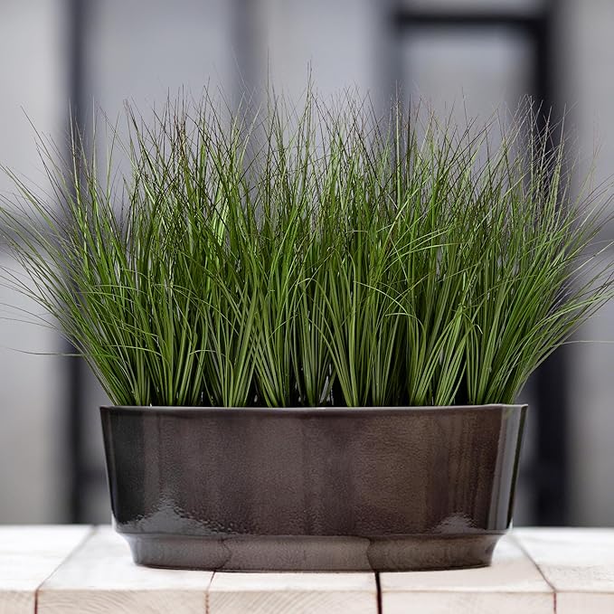Uqueeten 8PCS 17.3" Fake Plants Artificial Wheat Grass Greenery Plastic Plants Fake Grass Artificial Plants for Outdoor Decor Artificial Flower with Greenery Stems for Indoor Home Decoration
