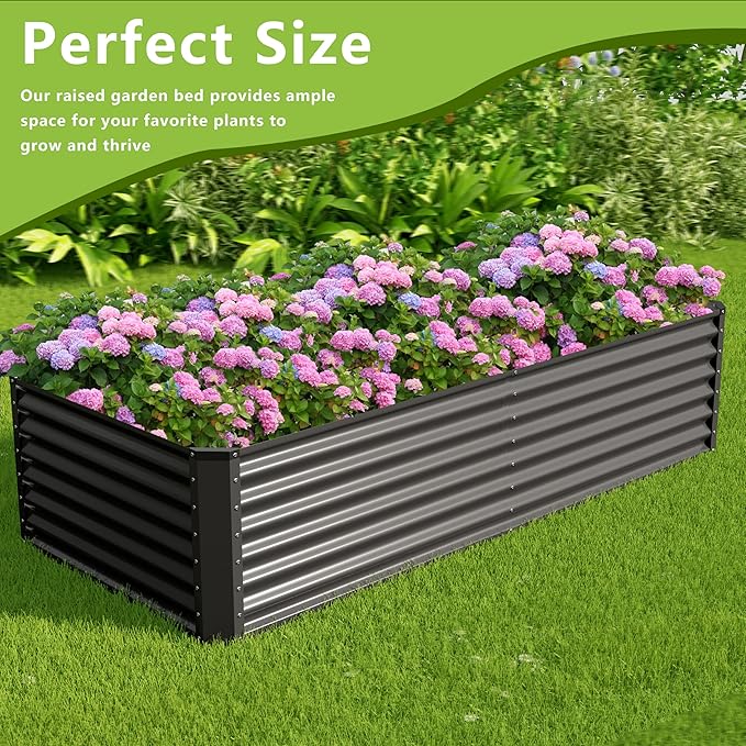 8x2x2FT Galvanized Raised Garden Bed Kit, Galvanized Planter Raised Garden Boxes Outdoor, Large Metal Raised Garden Beds for Vegetables-Grey