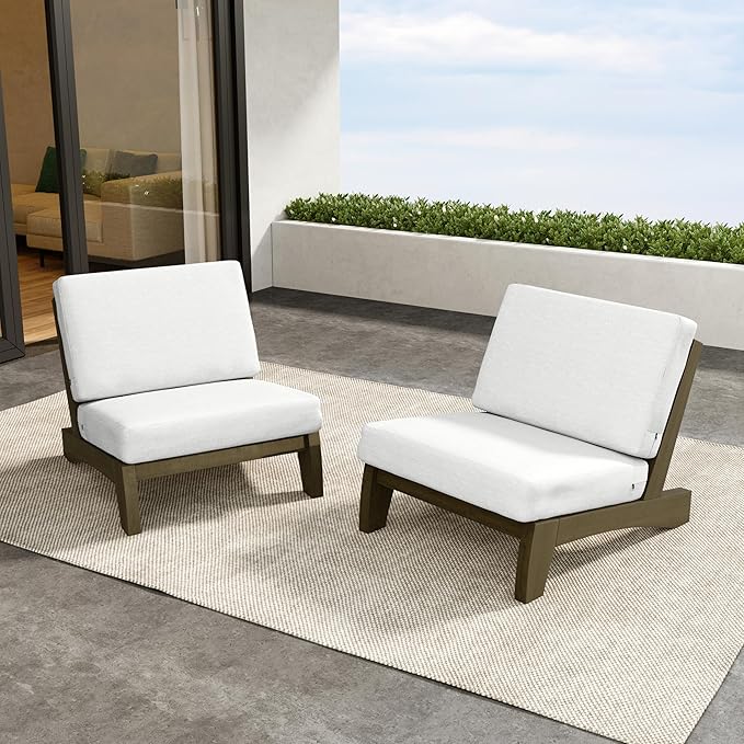 Outdoor Wood Bistro Set, Wooden Conversation Patio Table and Chairs Furniture Set for Porch Balcony Deck Backyard