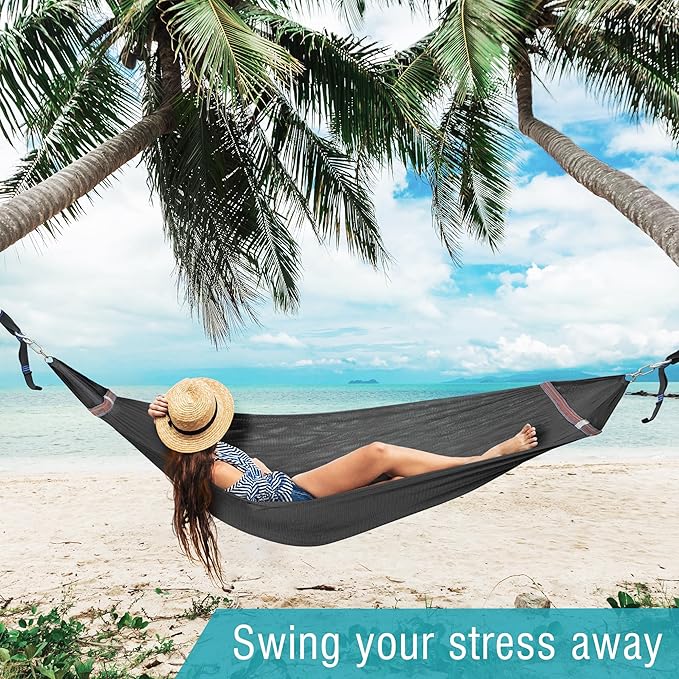 Tranquillo Hanging Hammock Chair, Patio Swing Chair, Outdoor Swing Chair with Headrest, Armrest, Cup Holders, Porch Swings Outdoor and Hammock Tree Straps, Moss Green (Black)
