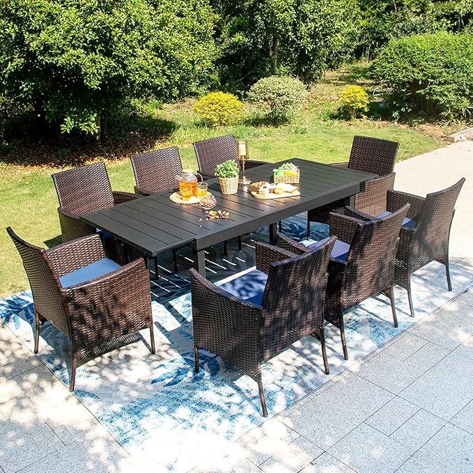 Sophia & William Wicker Patio Chairs Set of 6, 6 Pcs All-Weather Rattan Outdoor Dining Chairs with Seat Cushions