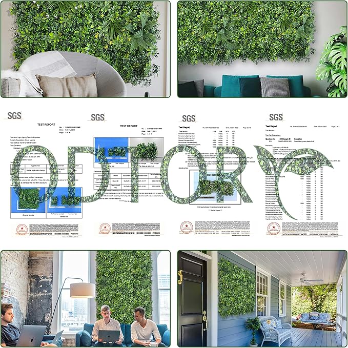 ODTORY Artificial Greenery Wall Panels: 60"x 120" (50 sqft) Faux Grass Wall Backdrop Boxwood Ivy Privacy Screen with UV Protection,Fake Hedge Fence for Outdoor,Indoor,Garden,Backyard and Home Decor