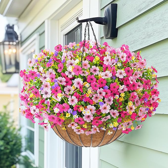 BLEUM CADE Artificial Flowers for Outdoors, 22 Bundles Fake Outdoor Flowers Faux Plants, UV Resistant Artificial Plants & Flowers for Decoration, Outside Fake Plants for Porch Garden Decor