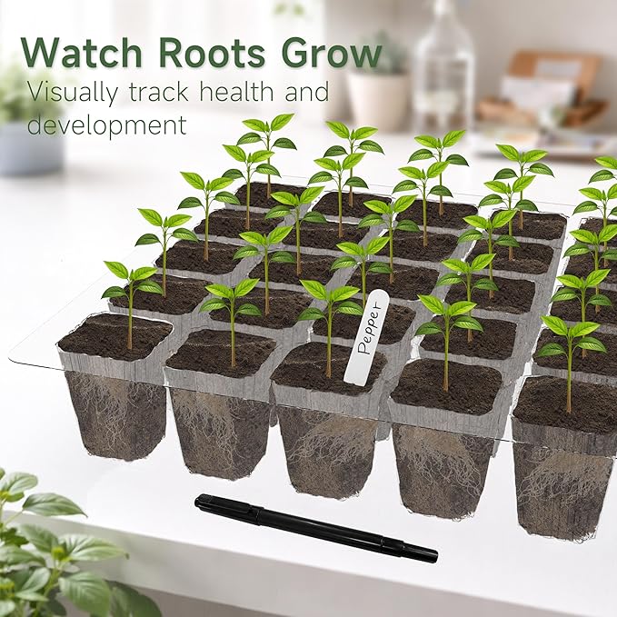 Gardzen 10 Pack 40 Cell BPA Free Seed Starter Tray Kit - Reusable Plant Germination Trays with Adjustable Vents, Sowing Tool & Labeling Set for Indoor Gardening Vegetables Herbs Flowers