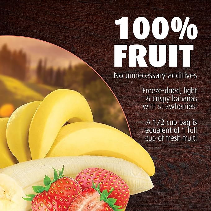 Brothers All Natural Freeze Dried Fruit Crisps, Variety Pack, 24 Single Serve Bags, Fuji Apple, Asian Pear, Banana Strawberry, Made with 100% Fruit, Gluten Free, Soy Free, Vegan, Healthy Snack