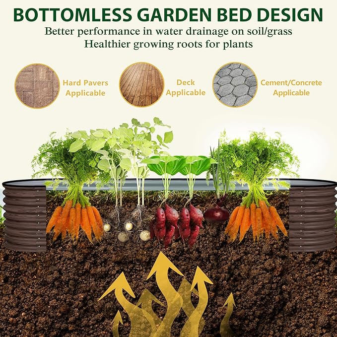 BlueWish 8ftx2ftx2ft Raised Garden Bed Outdoor with Aluminum Support Bars, Planter Raised Beds with Galvanized Steel, Bottomless Design, Raised Bed for Gardening, Backyard, Lawn