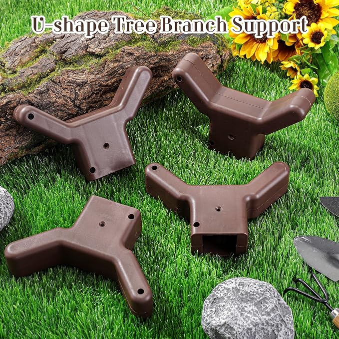 Yungyan 8 Pcs Tree Support, Plastic Fruit Branch Support Device Tree Brace Prevent Them from Breaking for Vineyards Ornamental Gardens Orchards Fits on Standard 1.57 x 1.57 Inch Lumber (Brown)