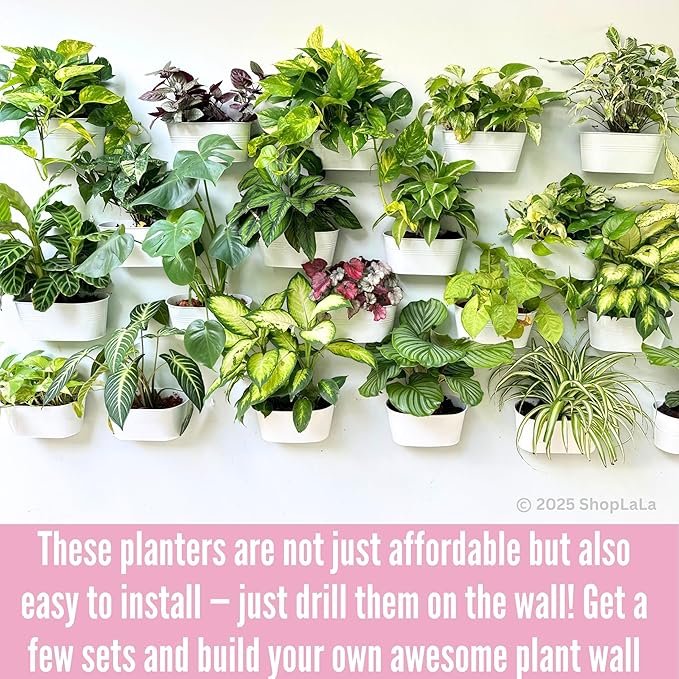 LaLaGreen Rail Planter Outdoor Plants (8 Pack, 11.8 Inch) White Metal Iron Hanging Flower Pots Deck Railings Fence Buckets Modern Countryside Boho Style Wall Mount Window Box Holder Hooks Porch Decor