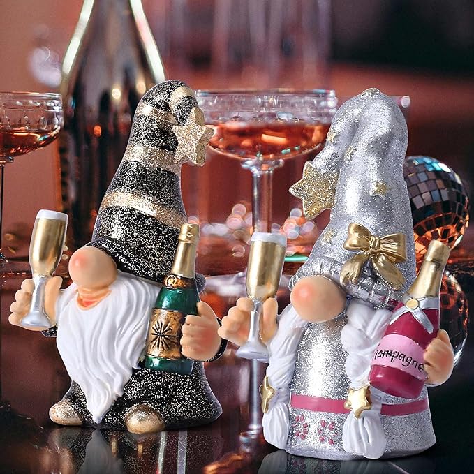 Champagne Gnomes Valentines Day Decorations for Home Party Gnomes Figurines Wine Bar Decor Gnomes Gifts for Women Champagne Birthday Wedding Party Decorations Valentine Gnomes