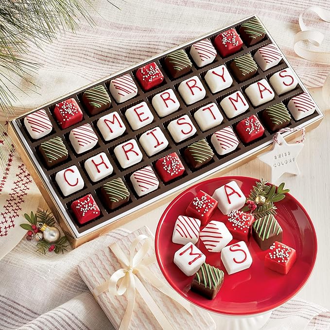 5 Holiday Gift Boxes - The Swiss Colony Merry Christmas Petits Fours 5-Gift Bundle Gourmet Mini Layer Cakes in Red Velvet, Strawberry, Chocolate, and Vanilla