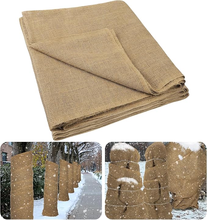 ANPHSIN 30ftx23.6in Natural Burlap Plant Covers Freeze Protection - Winter Frost Blankets Cloth Fabric Roll for Outdoor Bushes Trees Potted Plants Cold Weather