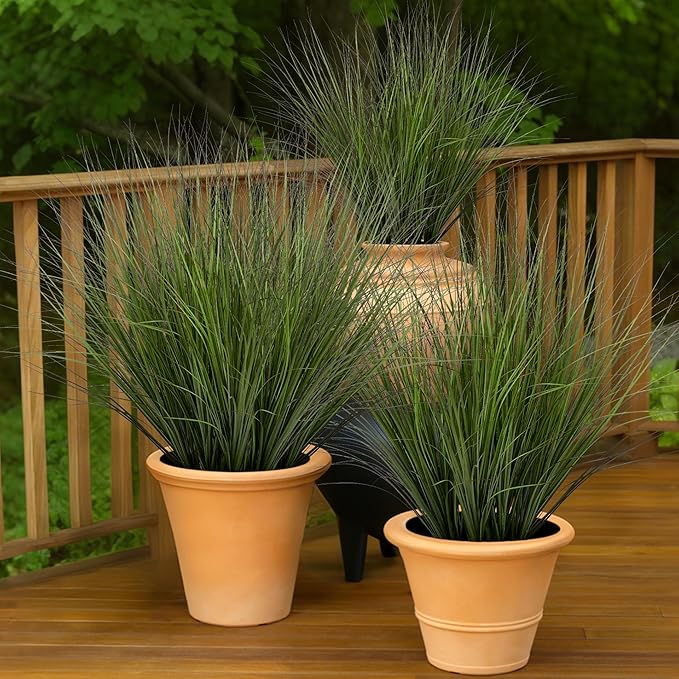 Uqueeten 48PCS Fake Plants Artificial Wheat Grass Greenery Plastic Plants Fake Grass Artificial Plants for Outdoor Decor Artificial Grass Plant with Greenery Stems for Indoor Home Decoration 26.4"