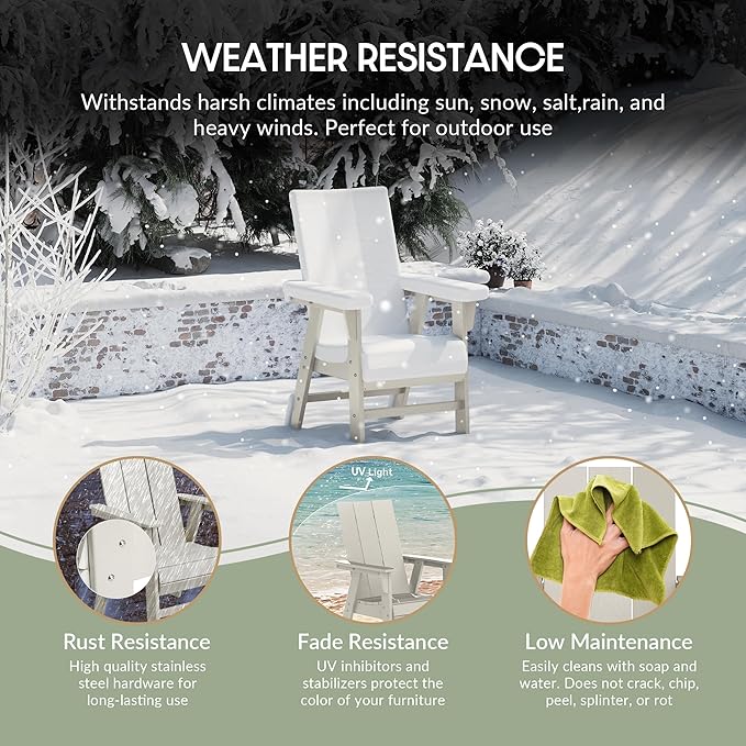 WestinTrends Ashore Outdoor Patio HDPE Plastic Modern Adirondack Dining Chair Sand