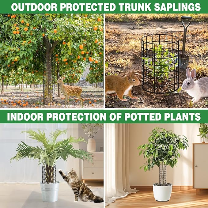 8 Pcs Metal Tree Trunk Protector Guard, 48" Mesh Tree Guards Trunk Protector with Zip Ties, Glove & Metal Stake, Tree Protector from Deer, Protect Bark & Saplings from Mower, Deer & Other Animals