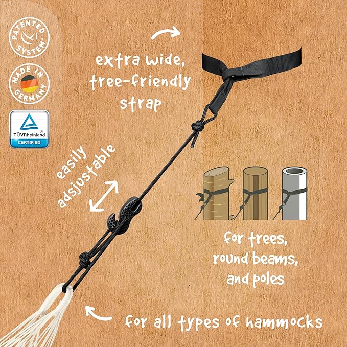 LA SIESTA Flora Classic Cotton Hammock with TreeMount & Straps - Extra Large Patio & Indoor / Outdoor Hammock Bed, 2 Person King Size, Chocolate