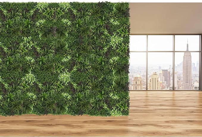 ULAND Artificial Plant Wall Panels, 1pc 40"x40" Greenery Grass Wall Backdrop Decoration, Faux Ivy Leaves Outdoor Privacy Fence Covering (B083)